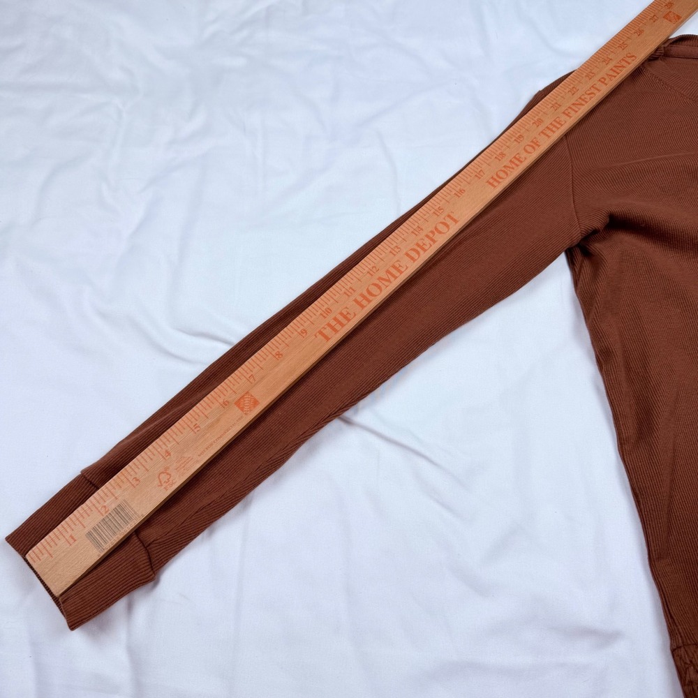 Burt's Bees Baby Women Brown Ribbed Organic Cotton Long Sleeve Top Size S - Picture 9 of 9